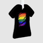 裂けるLGBTQのプライドの旗は明らかにします オーナメント (正面)