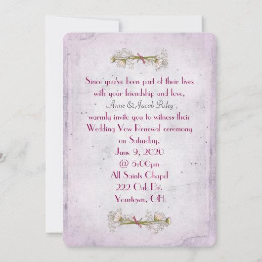 裂け淡い色のたエッジ紙上のピンクのデイジーマクロ 招待状 (裏面)