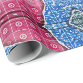 裂け目のパターン鮮やかタイル赤い青 ラッピングペーパー (ロールコーナー)