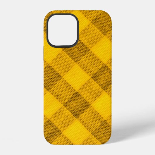 装丁ギンガムの明るい黄色のテクスチャー iPhoneケース (裏面)