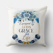 装備者は神のグレイスブルー金ゴールドフローラリース クッション (正面)