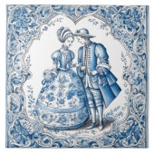 装素朴装のカップルの藍瓦 タイル (正面)