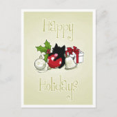 装飾および黒い子ネコ(幸せな休日) シーズンポストカード (正面)