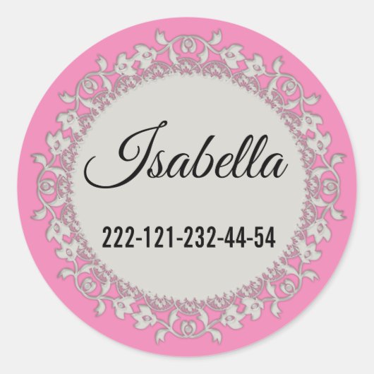 装飾かわいいレース装飾ベージュのフローラ装飾 ラウンドシール (正面)