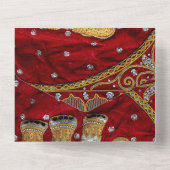 装飾されたインディアンエレファントレッド&金ゴールド オールインワン招待状 (裏面)