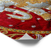 装飾されたインディアンエレファントレッド&金ゴールド ポスター (角)