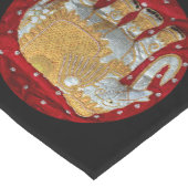 装飾されたインドゾウの赤および金ゴールド ショートテーブルランナー (コーナー)