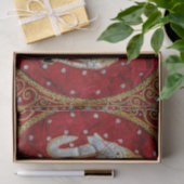 装飾されたインドゾウの赤および金ゴールド 薄葉紙 (ギフト)