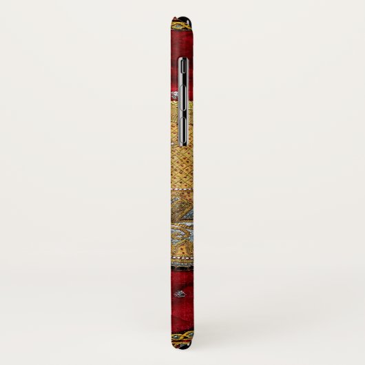 装飾されたインドゾウの赤および金ゴールド Case-Mate iPhoneケース (裏面/左)