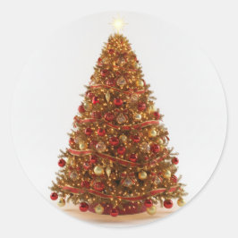 装飾されたクリスマスツリーのデザインステッカー ラウンドシール