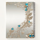 装飾されたゴールドと青い石のノートブック ノートブック (裏面)