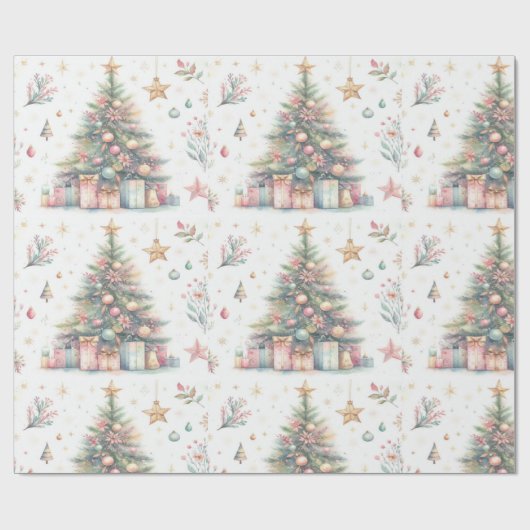 装飾されたフェスティバルクリスマスラッピング紙 ラッピングペーパー (フラット)
