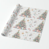 装飾されたフェスティバルクリスマスラッピング紙 ラッピングペーパー (アンロールド)