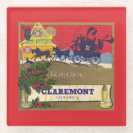 装飾されたフルーツクレートラベル – Claremont CA ガラスコースター