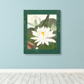 装飾されたヴィンテージ日本のプリント睡蓮 キャンバスプリント (インサイチュ (ウッドフロア))