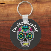 装飾された抽象的なドクロのキーチェーン キーホルダー (正面)