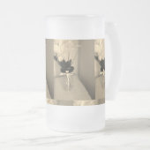 装飾された花の抽象芸術 フロストグラスビールジョッキ (正面右)