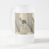 装飾された花の抽象芸術 フロストグラスビールジョッキ (正面左)