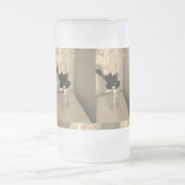 装飾された花の抽象芸術 フロストグラスビールジョッキ (中央)