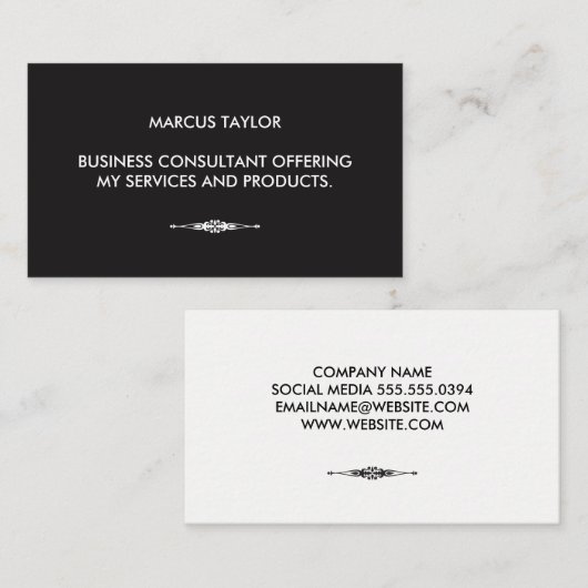 装飾された要素を持つミニマリストのテキスト 名刺 (正面/裏面)