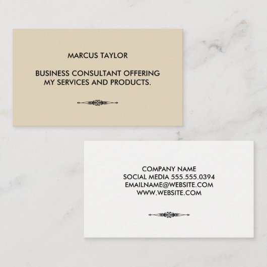 装飾された要素を持つミニマリストのテキスト 名刺 (正面/裏面)