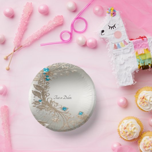 装飾された金と青い石の紙のボウル ペーパーボウル (パーティー)