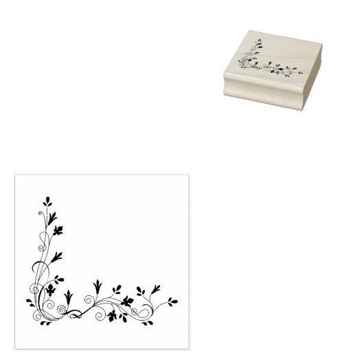 装飾つる植物コーナーデザインウッドアートスタンプ ラバースタンプ (押印)