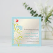 装飾つる植物/アクアブルー/グリーン/グレー 招待状 (スタンド正面)