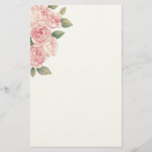 装飾として大きい淡いピンクのバラ 便箋 (正面)