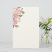 装飾として大きい淡いピンクのバラ 便箋 (スタンド正面)
