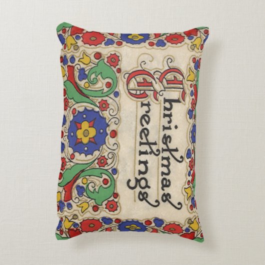 装飾とヴィンテージのクリスマスグリーッ縁どグ アクセントクッション (裏面(縦))