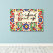 装飾とヴィンテージのクリスマスグリーッ縁どグ キャンバスプリント (インサイチュ (ウッドフロア))