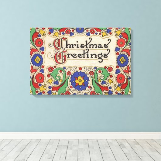 装飾とヴィンテージのクリスマスグリーッ縁どグ キャンバスプリント (インサイチュ (ウッドフロア))