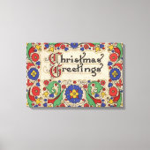 装飾とヴィンテージのクリスマスグリーッ縁どグ キャンバスプリント (正面)
