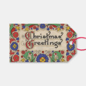 装飾とヴィンテージのクリスマスグリーッ縁どグ ギフトタグ (正面(横))