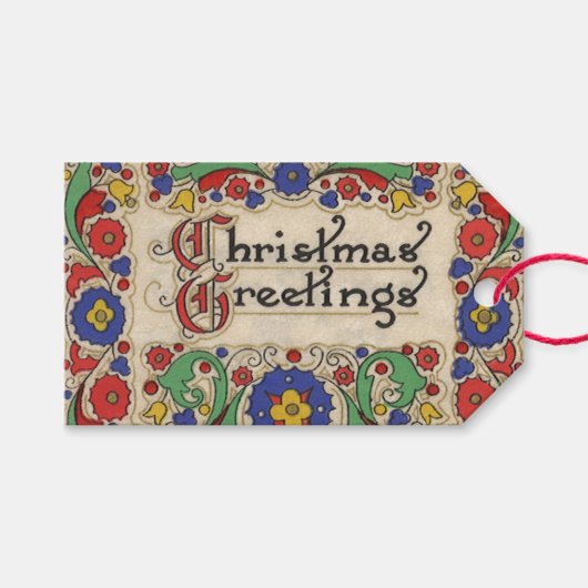 装飾とヴィンテージのクリスマスグリーッ縁どグ ギフトタグ (正面(横))