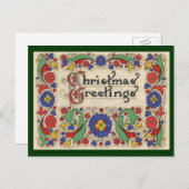 装飾とヴィンテージのクリスマスグリーッ縁どグ シーズンポストカード (正面/裏面)