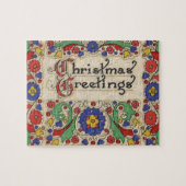 装飾とヴィンテージのクリスマスグリーッ縁どグ ジグソーパズル (横)