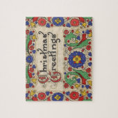 装飾とヴィンテージのクリスマスグリーッ縁どグ ジグソーパズル (縦)