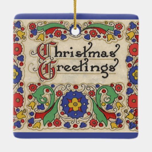 装飾とヴィンテージのクリスマスグリーッ縁どグ セラミックオーナメント (裏面)