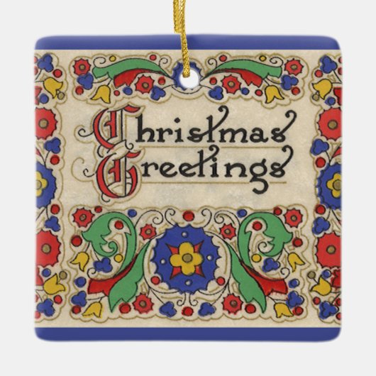 装飾とヴィンテージのクリスマスグリーッ縁どグ セラミックオーナメント (正面)