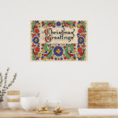 装飾とヴィンテージのクリスマスグリーッ縁どグ ポスター (キッチン)