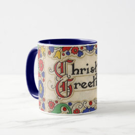 装飾とヴィンテージのクリスマスグリーッ縁どグ マグカップ
