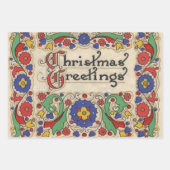 装飾とヴィンテージのクリスマスグリーッ縁どグ ラッピングペーパーシート (正面2)