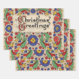 装飾とヴィンテージのクリスマスグリーッ縁どグ ラッピングペーパーシート