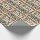 装飾とヴィンテージのクリスマスグリーッ縁どグ ラッピングペーパー (角)