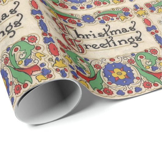 装飾とヴィンテージのクリスマスグリーッ縁どグ ラッピングペーパー (ロールコーナー)