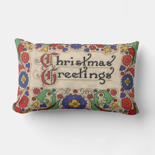 装飾とヴィンテージのクリスマスグリーッ縁どグ ランバークッション (正面)