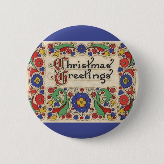 装飾とヴィンテージのクリスマスグリーッ縁どグ 缶バッジ (正面)