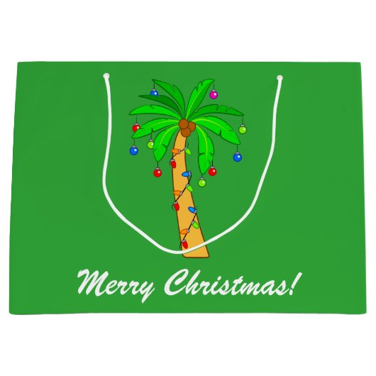 装飾のメリークリスマスのヤシの木 ラージペーパーバッグ (正面)